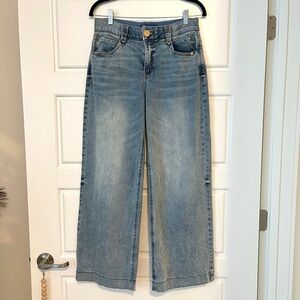 “Ab"solution High Rise Faded Wash Wide Leg Petite Jeans, 6P